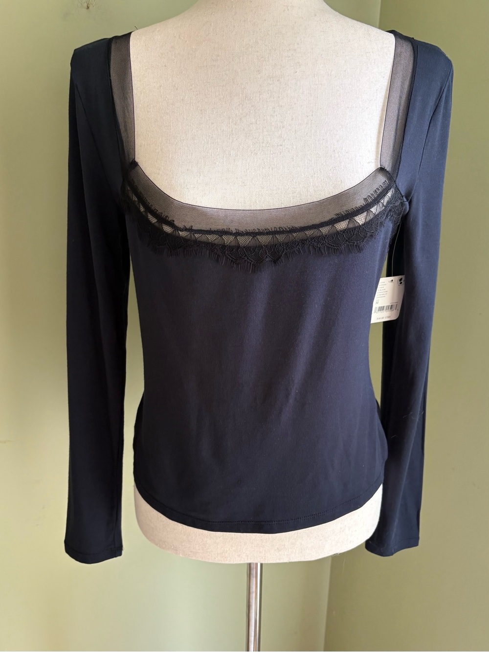 NWT Free People Intimately Low-key Layering Top in Black. Size M. Long sleeves